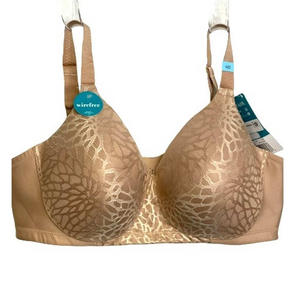 Vanity Fair Beige Lace-Patterned Wireless Bra